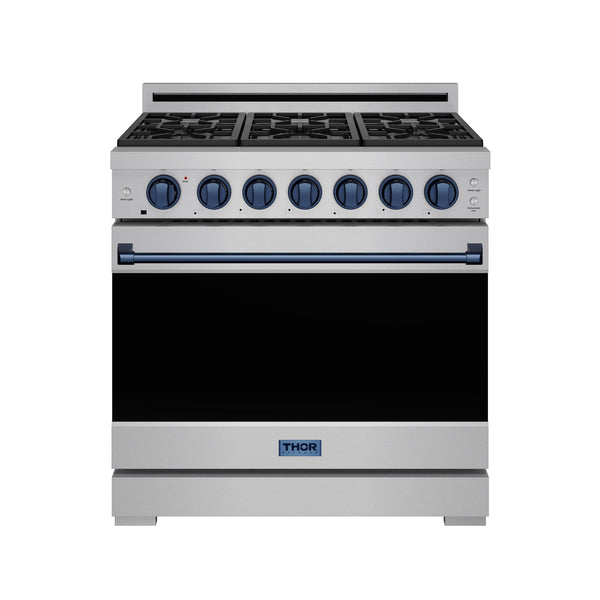36 Inch Professional Gas Range with Precision Knob in Stainless Steel and Blue | Gordon Ramsay Series