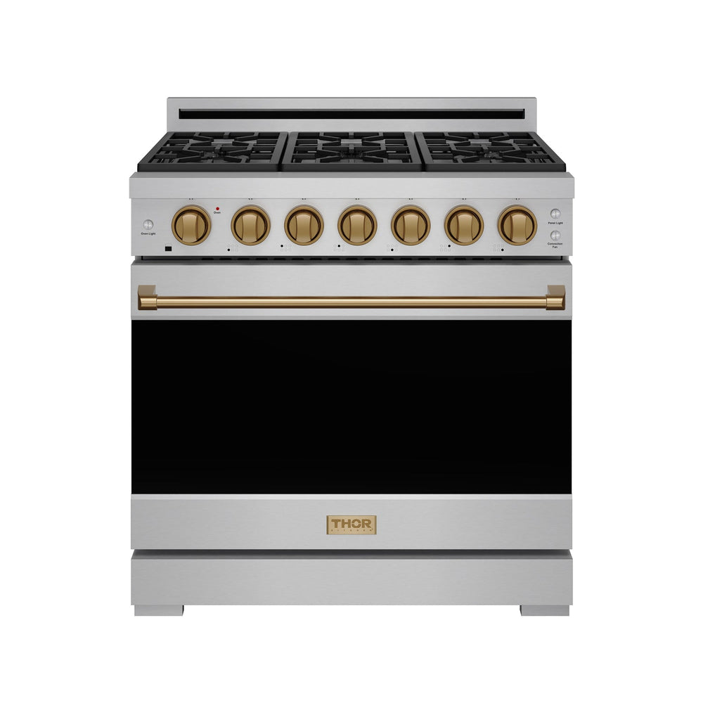 36 Inch Professional Gas Range with Precision Knob in Stainless Steel and Bronze | Gordon Ramsay Series