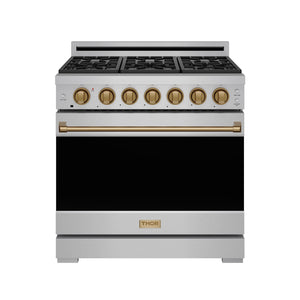 36 Inch Professional Gas Range with Precision Knob in Stainless Steel and Bronze | Gordon Ramsay Series