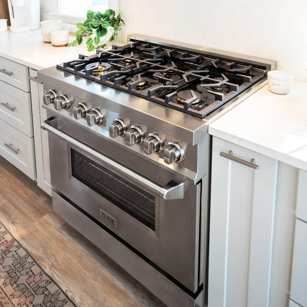 ZLINE 36" 4.6 cu. ft. Dual Fuel Range with Gas Stove and Electric Oven in Stainless Steel (RA36)