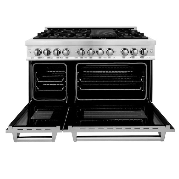 ZLINE 48" 6.0 cu. ft. Dual Fuel Range with Gas Stove and Electric Oven in Fingerprint Resistant Stainless Steel (RA-SN-48)