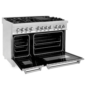 ZLINE 48" 6.0 cu. ft. Dual Fuel Range with Gas Stove and Electric Oven in Fingerprint Resistant Stainless Steel (RA-SN-48)