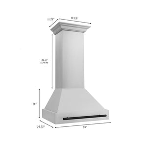 ZLINE 30" Autograph Edition Stainless Steel Range Hood with Stainless Steel Shell and Matte Black Handle