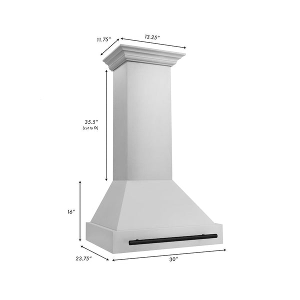 ZLINE 30" Autograph Edition Stainless Steel Range Hood with Stainless Steel Shell and Matte Black Handle