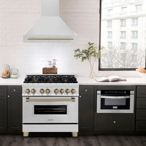 ZLINE 36" Autograph Edition Stainless Steel Range Hood with Stainless Steel Shell and Champagne Bronze Handle