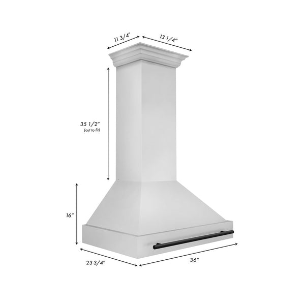 ZLINE 36" Autograph Edition Stainless Steel Range Hood with Stainless Steel Shell and Matte Black Handle