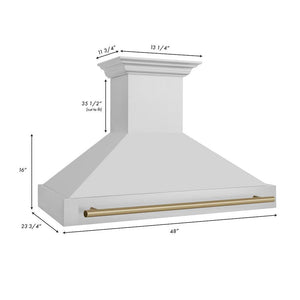 ZLINE 48"  Autograph Edition Stainless Steel Range Hood with Stainless Steel Shell and Champagne Bronze Handle
