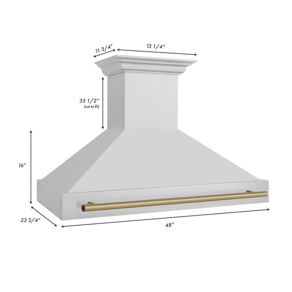 ZLINE 48"  Autograph Edition Stainless Steel Range Hood with Stainless Steel Shell and Champagne Bronze Handle