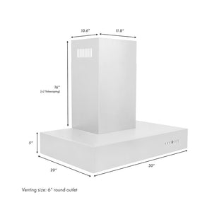 ZLINE 30" Convertible Professional Wall Mount Range Hood in Stainless Steel (KECOM-30)