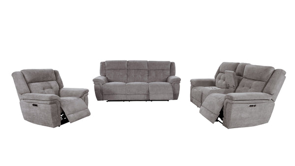 Richland - Bristol Grey Power Console Loveseat