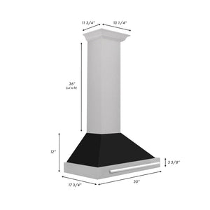 ZLINE 48" Fingerprint Resistant Stainless Steel Range Hood with Black Matte Shell and Stainless Steel Handle