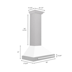ZLINE 36" Fingerprint Resistant Stainless Steel Range Hood with White Matte Shell and Stainless Steel Handle