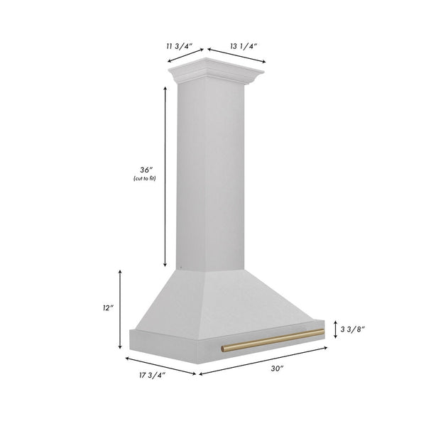 ZLINE 30" Autograph Edition Fingerprint Resistant Stainless Steel Range Hood with Champagne Bronze Handle