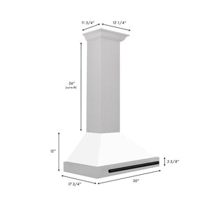 ZLINE 48" Autograph Edition Fingerprint Resistant Stainless Steel Range Hood with White Matte Shell and Matte Black Handle