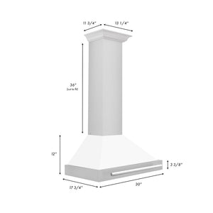 ZLINE 48" Stainless Steel Range Hood with White Matte Shell and Stainless Steel Handle