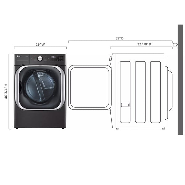 9.0 cu. ft. Mega Capacity Smart wi-fi Enabled Front Load Electric Dryer with TurboSteam and Built-In Intelligence