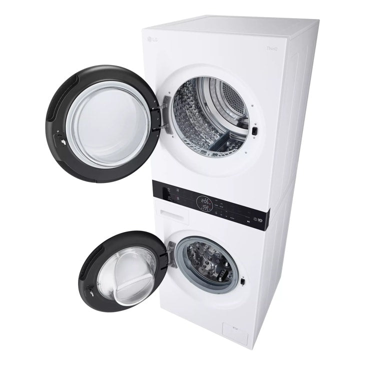 Compact Single Unit LG WashTower with Center Control 2.4 cu.ft. Front Load Washer and 4.2 cu.ft. Electric Ventless HeatPump Dryer
