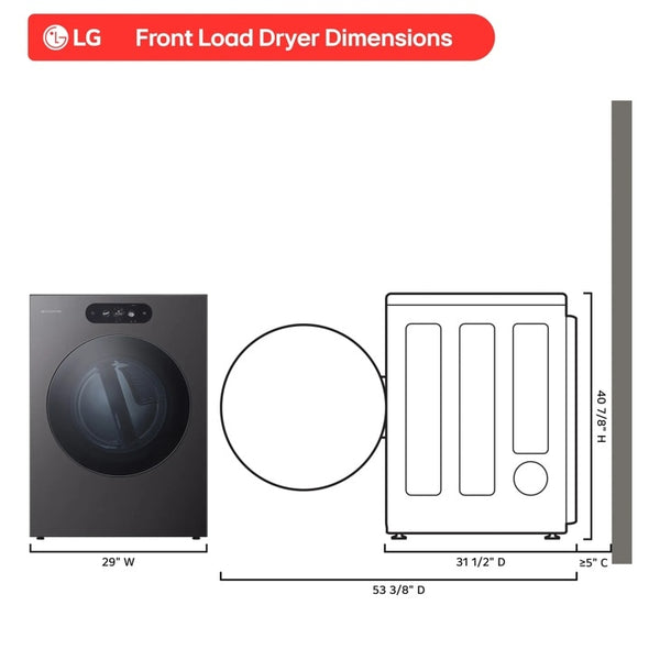 LG SIGNATURE 9.0 cu. ft. Mega Capacity Smart Front Load Electric Dryer with Built-In Intelligence, TurboSteam and Touch LCD Control