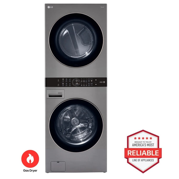 Single Unit Front Load LG WashTower with Center Control 4.5 cu. ft. Washer and 7.4 cu. ft. Gas Dryer