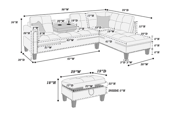 3-PCS SECTIONAL SET