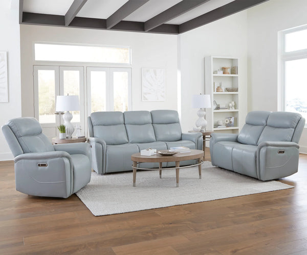 Cascade - Power Reclining Sofa, Loveseat And Recliner - Seamist Gray