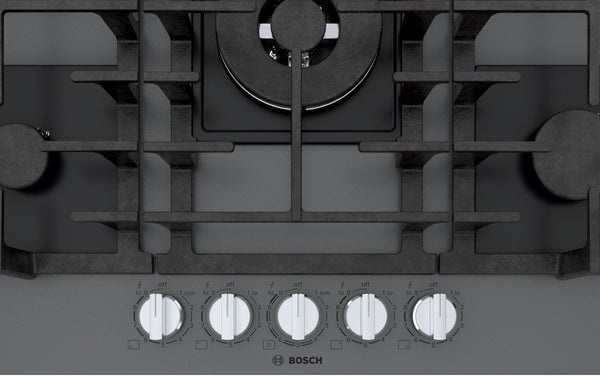Benchmark®, Gas Cooktop, 30'', Tempered glass, Dark silver