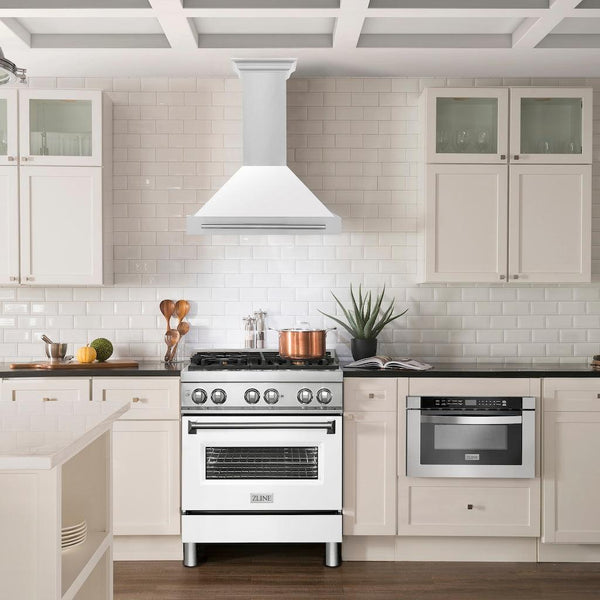 ZLINE 48" Stainless Steel Range Hood with White Matte Shell and Stainless Steel Handle
