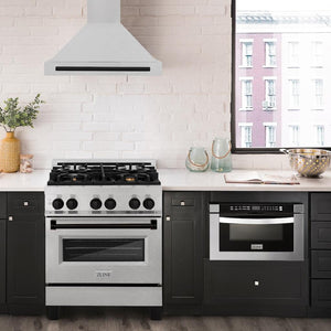 ZLINE 48" Autograph Edition Fingerprint Resistant Stainless Steel Range Hood with Matte Black Handle