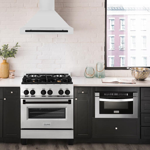 ZLINE 36" Autograph Edition Stainless Steel Range Hood with Stainless Steel Shell and Matte Black Accents