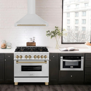 ZLINE 36" Autograph Edition Stainless Steel Range Hood with Stainless Steel Shell and Champagne Bronze Accents