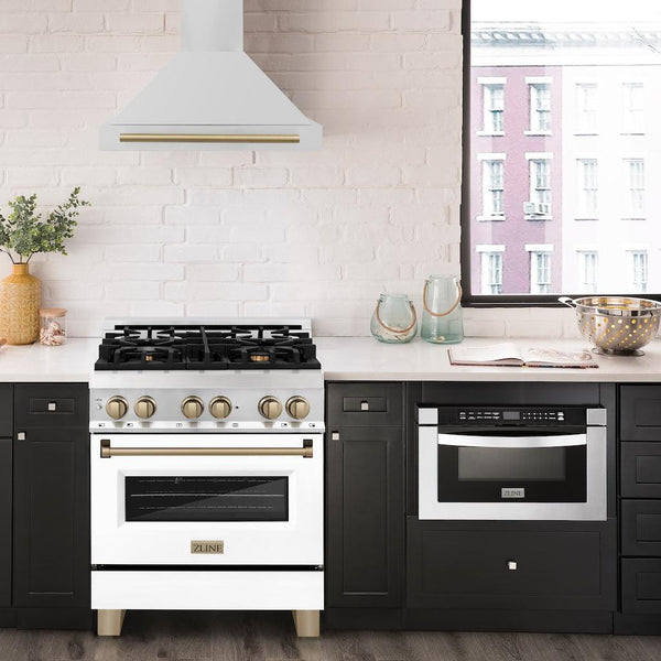 ZLINE 48" Autograph Edition Stainless Steel Range Hood with Stainless Steel Shell and Champagne Bronze Accents