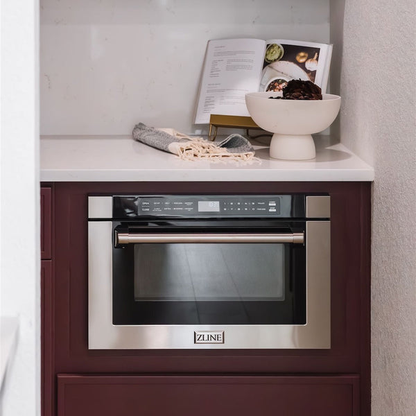 ZLINE 24" 1.2 cu. ft. Built-in Microwave Drawer with a Traditional Handle in Stainless Steel