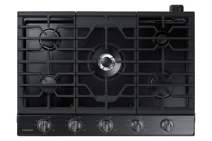 30" Smart Gas Cooktop with Illuminated Knobs in Black Stainless Steel