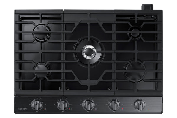 30" Smart Gas Cooktop with Illuminated Knobs in Black Stainless Steel