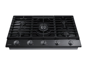 36" Smart Gas Cooktop with Illuminated Knobs in Black Stainless Steel