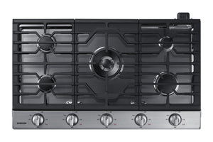 36" Smart Gas Cooktop with Illuminated Knobs in Stainless Steel