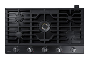 36" Smart Gas Cooktop with 22K BTU Dual Power Burner in Black Stainless Steel