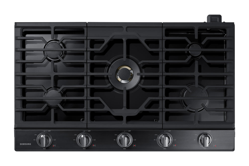 36" Smart Gas Cooktop with 22K BTU Dual Power Burner in Black Stainless Steel