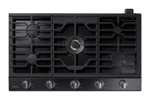 36" Smart Gas Cooktop with 22K BTU Dual Power Burner in Black Stainless Steel