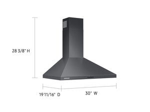 30" Wall Mount Hood in Black Stainless Steel