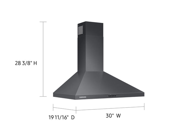 30" Wall Mount Hood in Black Stainless Steel