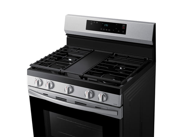 Samsung - 6.0 cu. ft. Freestanding Gas Range with WiFi and Integrated Griddle - Stainless Steel