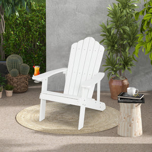 Sillón Adirondack de exterior de HIPS resistente a la intemperie con portavasos - Blanco