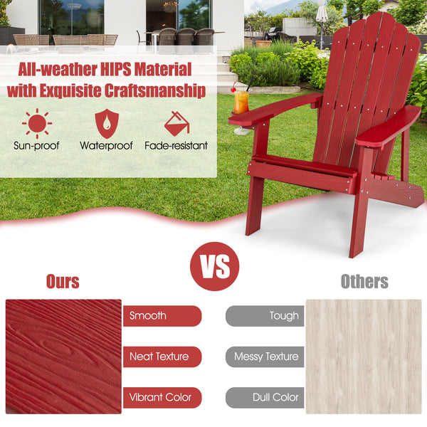 All weather and solid HIPS can last for a long time in outdoors<br>Wide seat provides comfortable sitting experience <br>Equipped with ergonomic armrests to relax your arms<br>High slanted backrest fits the curve of the human back<br>304 stainless steel s