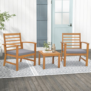 Juego de muebles de exterior de 3 piezas con cojines suaves - Gris