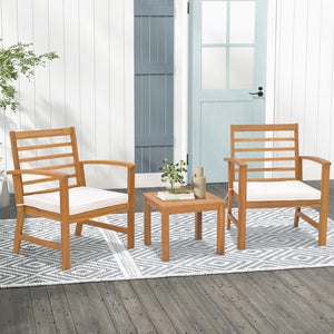 Juego de muebles de exterior de 3 piezas con cojines blandos - Blanco