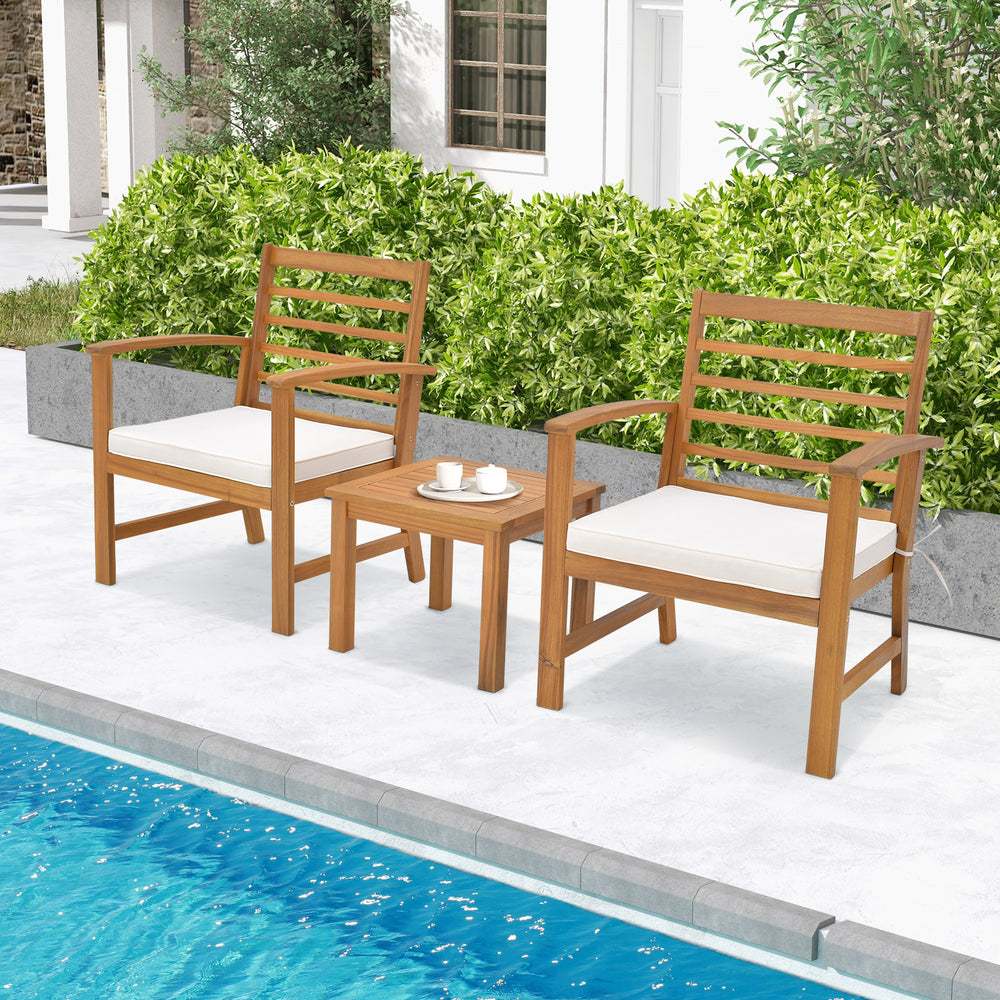 Juego de muebles de exterior de 3 piezas con cojines blandos - Blanco