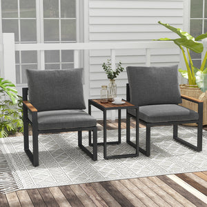 Sturdy frame made of aluminum for high-strength support<br>Adjustable footpads highly improve the stability<br>WPC tabletop and armrests for long-lasting service life<br>Equipped with thickened cushions covered with Olefin fabric<br>Smooth zippers make th