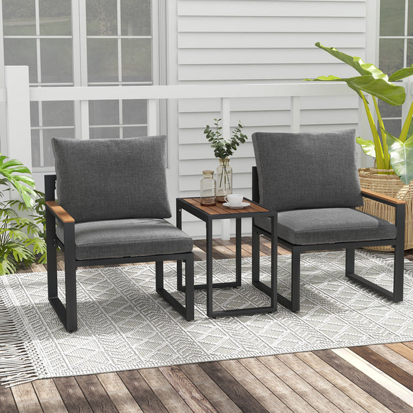 Sturdy frame made of aluminum for high-strength support<br>Adjustable footpads highly improve the stability<br>WPC tabletop and armrests for long-lasting service life<br>Equipped with thickened cushions covered with Olefin fabric<br>Smooth zippers make th