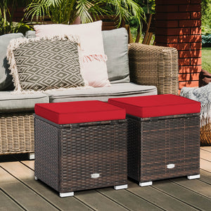 2 otomanas de patio con cojines removibles - Rojo